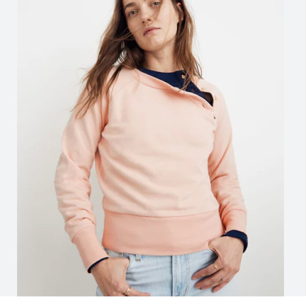 Miles by Madewell Women's Size XS Pink Button Detail Sweatshirt